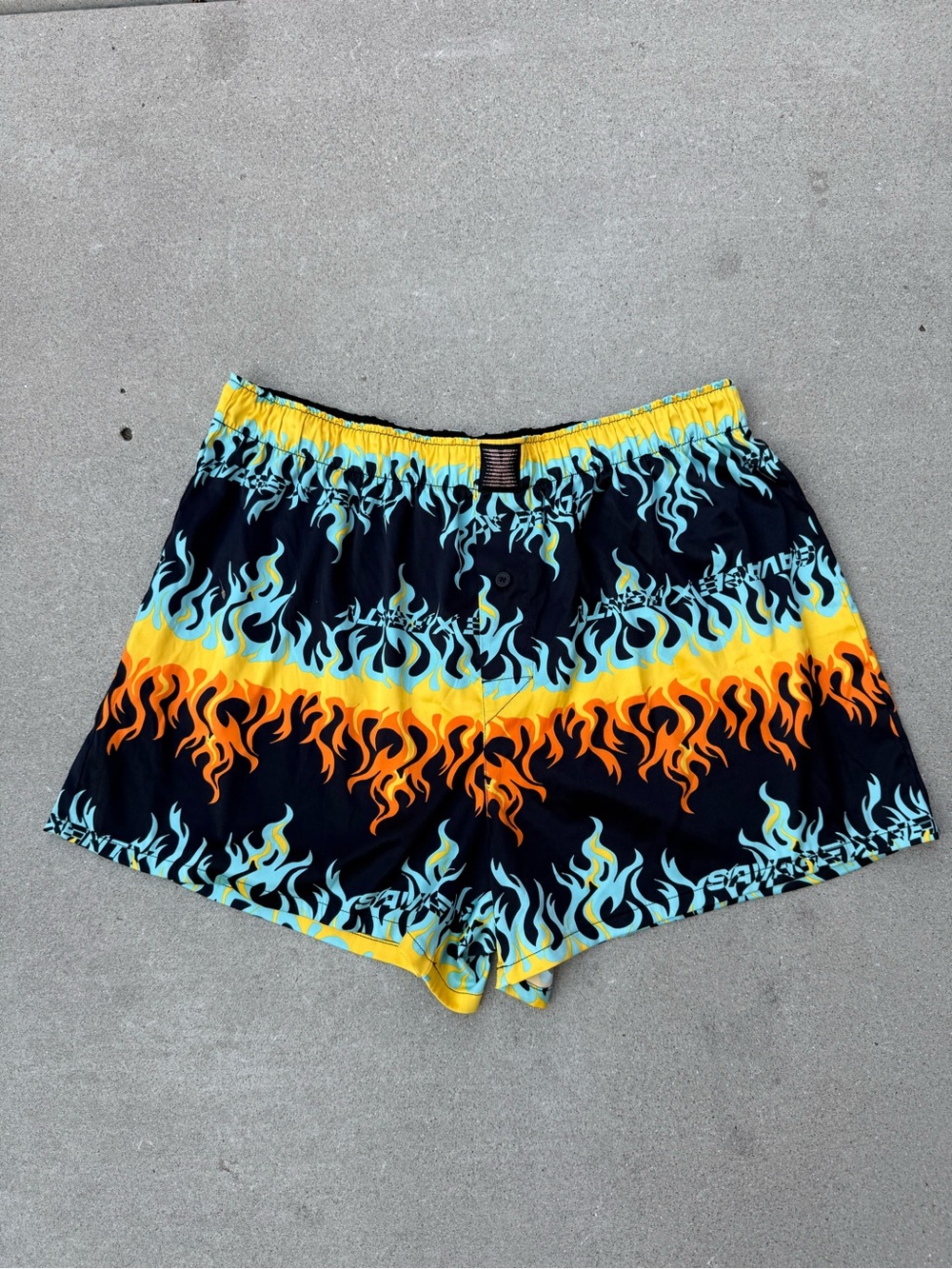 Savage X Fenty Black Yellow Orange Flame Athletic Shorts